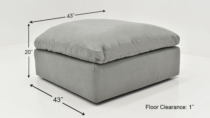 Dimension Details of the Cloud Ottoman in Gray by KUKA Home | Home Furniture Plus Bedding