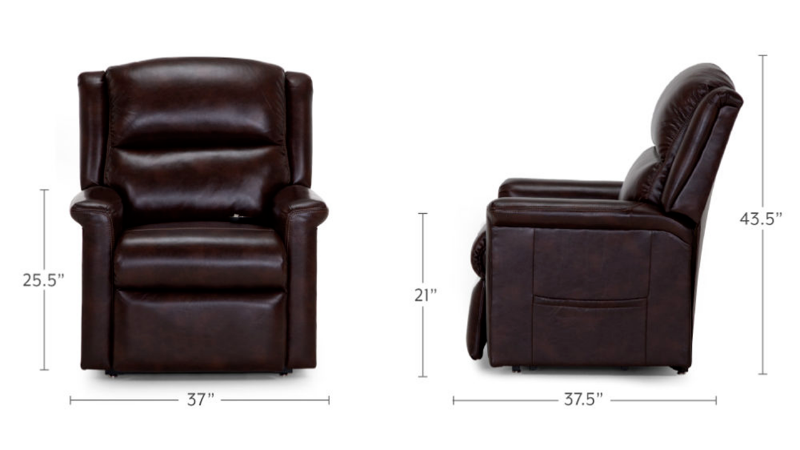 Dimension Details of the Province Lift Recliner in Brown by Franklin | Home Furniture Plus Bedding