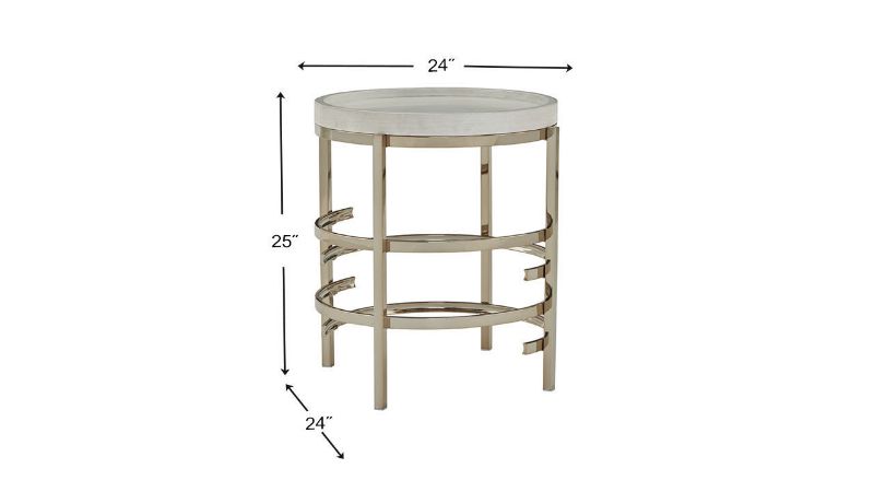 Dimension Details of the Montiflyn End Table in Off-White and Gold by Ashley Furniture | Home Furniture Plus Bedding