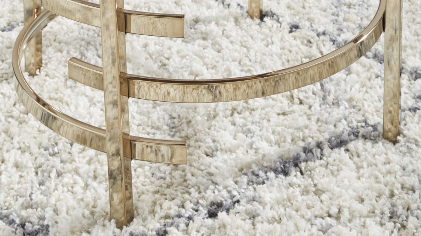 Close Up of the Base of the Montiflyn End Table in Off-White and Gold by Ashley Furniture | Home Furniture Plus Bedding