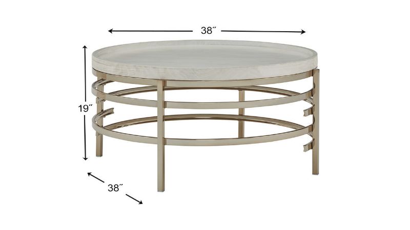 Dimension Details of the Montiflyn Coffee Table in Off-White and Gold by Ashley Furniture | Home Furniture Plus Bedding