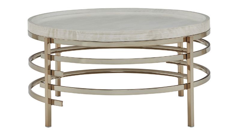 Alternate View of the Montiflyn Coffee Table in Off-White and Gold by Ashley Furniture | Home Furniture Plus Bedding