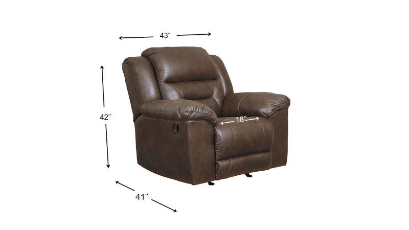 Dimension Details of the Stoneland Rocker Recliner in Brown  by Ashley Furniture | Home Furniture Plus Bedding