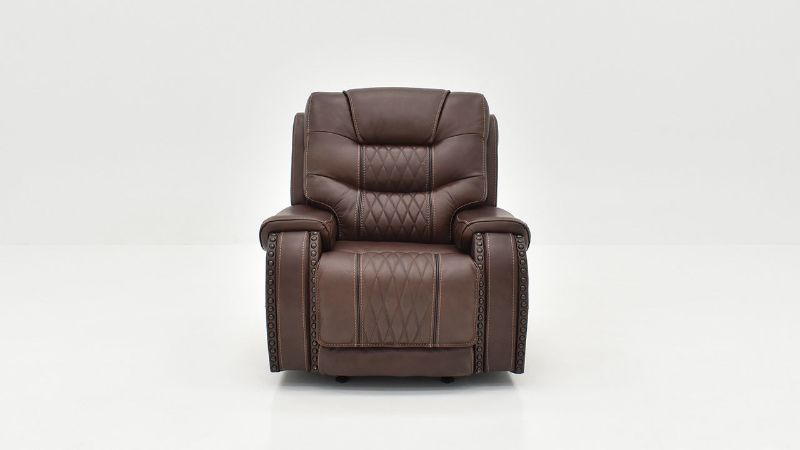 Front Facing View of the Elliot Leather Glider Recliner in Brown by Man Wah | Home Furniture Plus Bedding