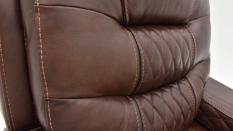 Closeup View of the Seatback on the Elliot Leather Glider Recliner in Brown by Man Wah | Home Furniture Plus Bedding