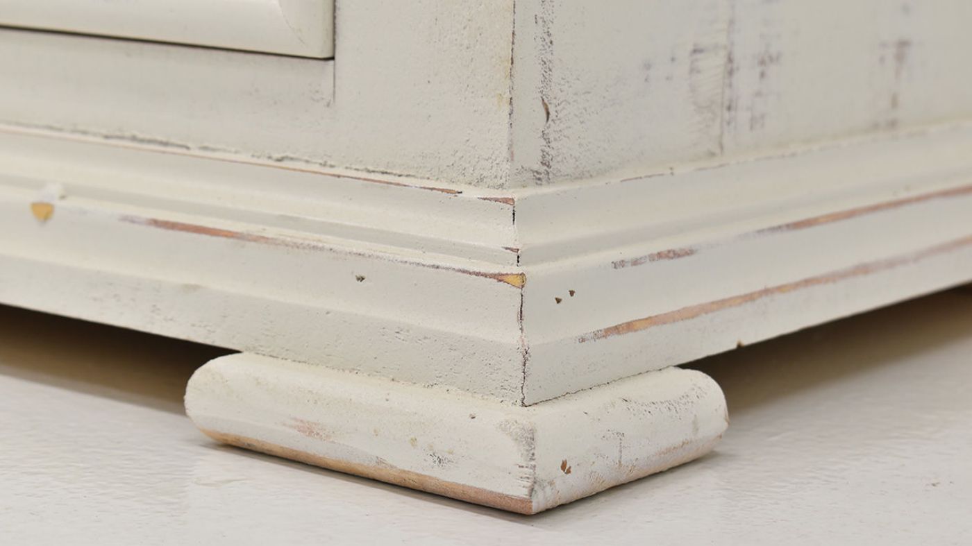 Close Up View of the Foot on the Chalet Man's Chest in White by Vintage Furniture | Home Furniture Plus Bedding