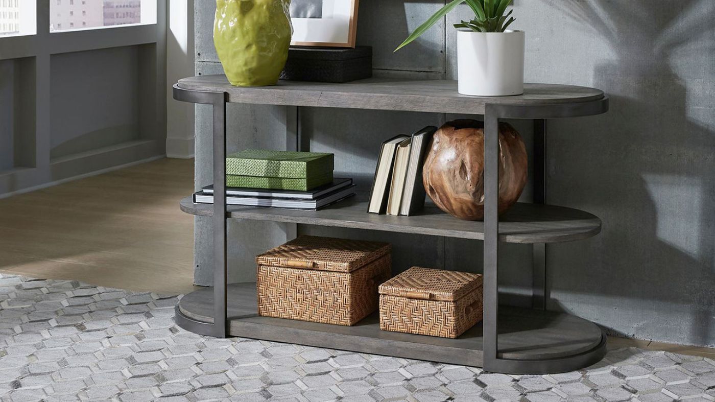 Room View of the Modern View Sofa Table in Gray by Liberty Furniture | Home Furniture Plus Bedding