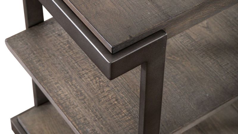 Close Up View of the Shelves on the Modern View Tiered End Table in Gray by Liberty Furniture | Home Furniture Plus Bedding