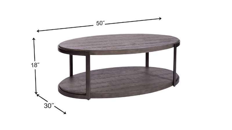 Dimension Details of the Modern View Oval Coffee Table in Gray by Liberty Furniture | Home Furniture Plus Bedding