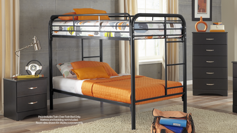 Black Metal Bunk Bed - Twin Over Twin | Home Furniture Plus Bedding