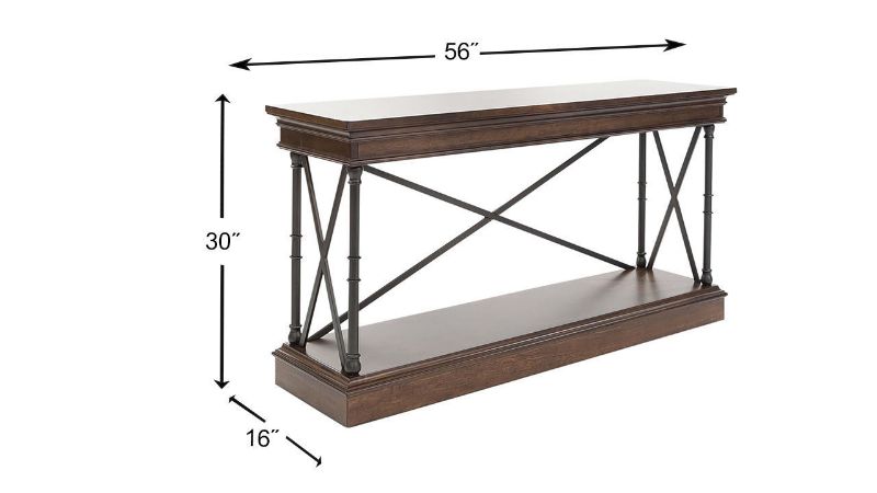 Dimension Details of the Tribeca Sofa Table in Brown by Liberty Furniture | Home Furniture Plus Bedding