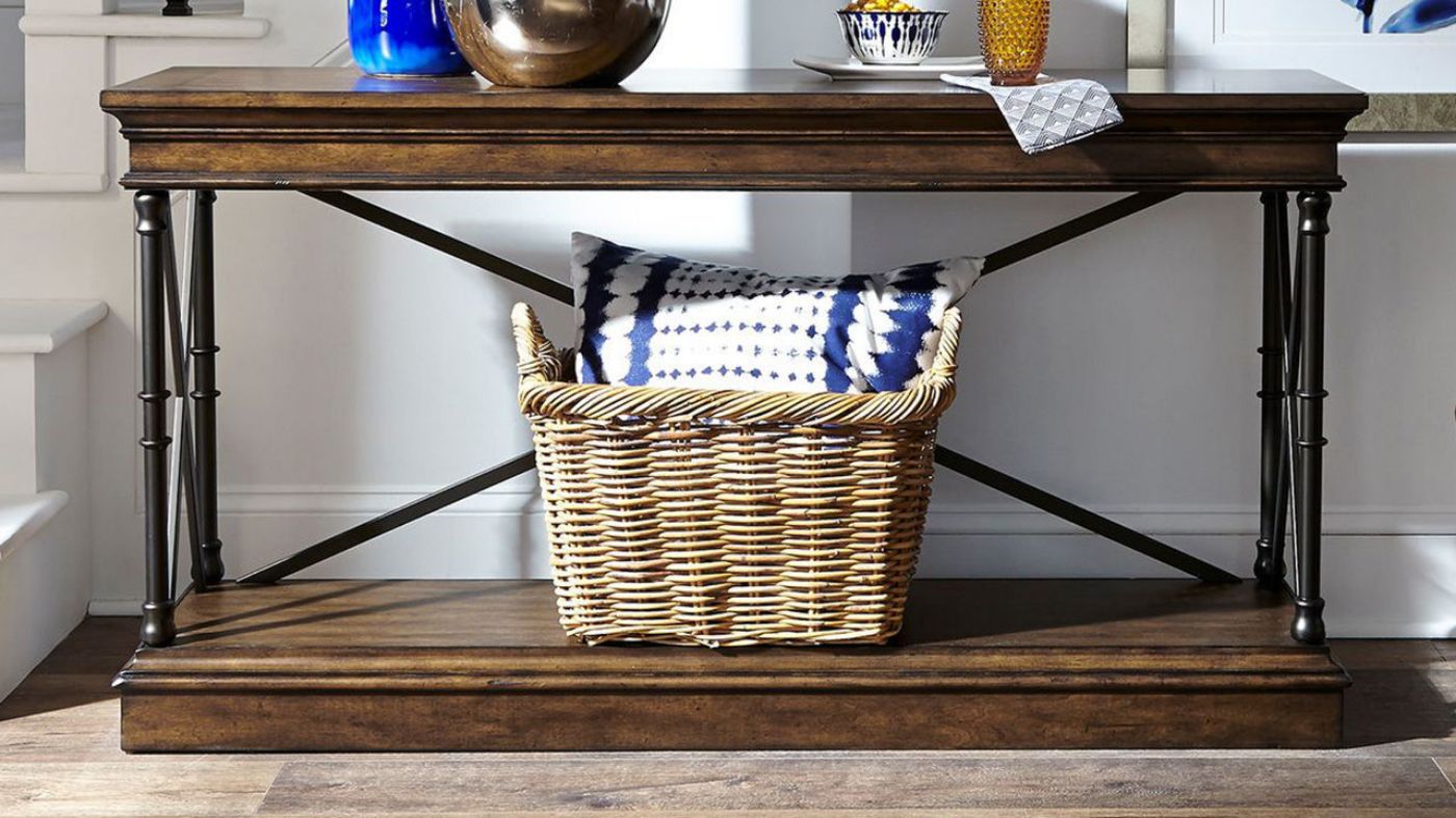 Room View of the Tribeca Sofa Table in Brown by Liberty Furniture | Home Furniture Plus Bedding