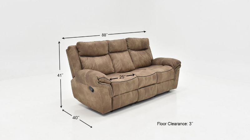 Dimension Details of the Nashville Reclining Sofa in Brown by Steve Silver | Home Furniture Plus Bedding