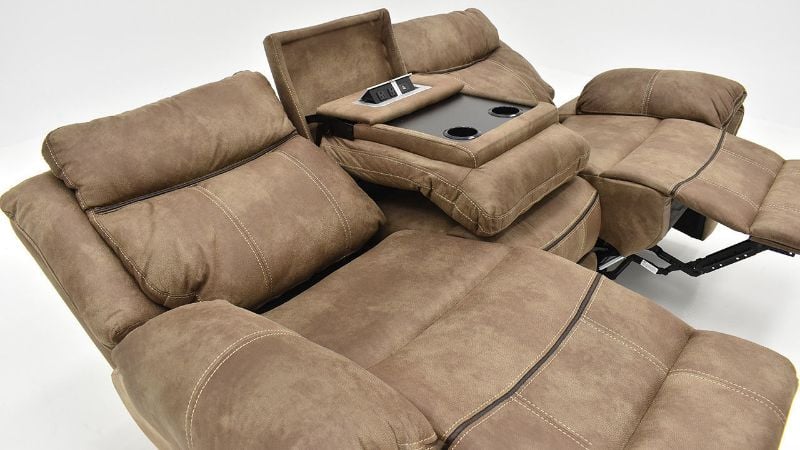 Opened View of the Nashville Reclining Sofa in Brown by Steve Silver | Home Furniture Plus Bedding