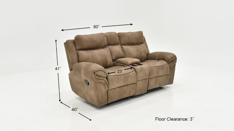 Dimension Details of the Nashville Glider Reclining Loveseat in Brown by Steve Silver | Home Furniture Plus Bedding