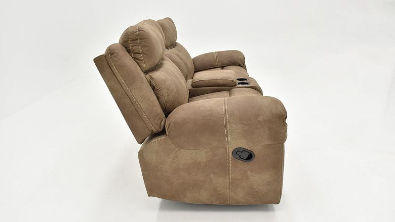 Side View of the Nashville Glider Reclining Loveseat in Brown by Steve Silver | Home Furniture Plus Bedding