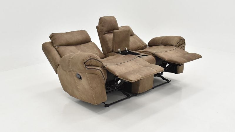 Angled Reclined View of the Nashville Glider Reclining Loveseat in Brown by Steve Silver | Home Furniture Plus Bedding
