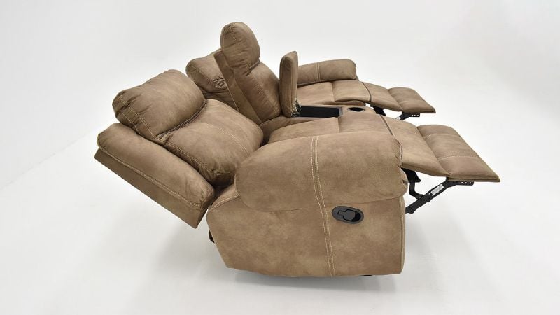 Side Reclined View of the Nashville Glider Reclining Loveseat in Brown by Steve Silver | Home Furniture Plus Bedding