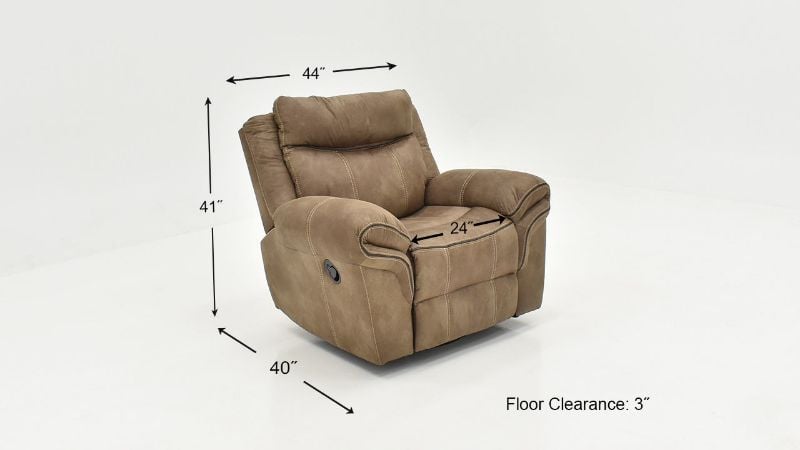 Dimension Details of the Nashville Glider Recliner in Brown by Steve Silver | Home Furniture Plus Bedding