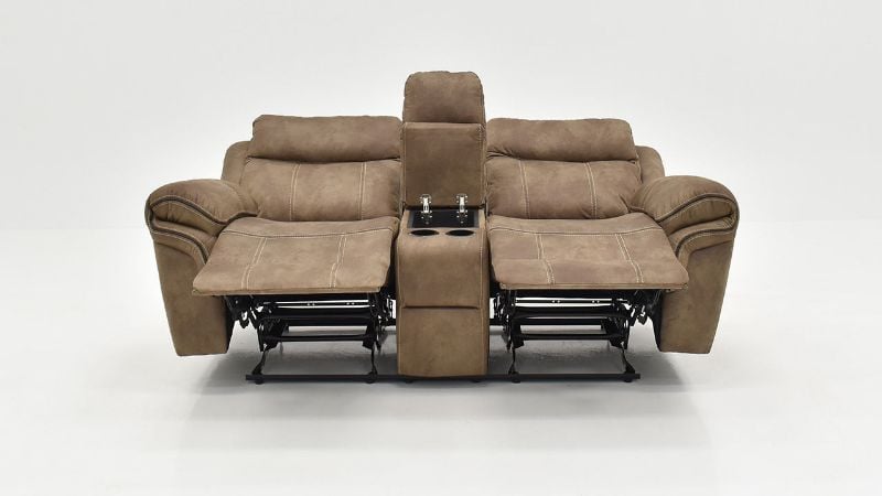 Front Reclined View of the Nashville Glider Reclining Loveseat in Brown by Steve Silver | Home Furniture Plus Bedding