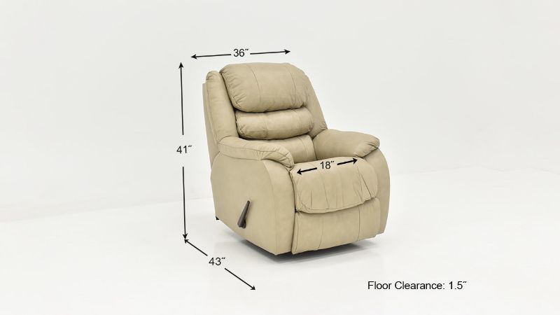 Dimension Details of the Triple Crown Swivel Glider Recliner in Cream by Homestretch | Home Furniture Plus Bedding