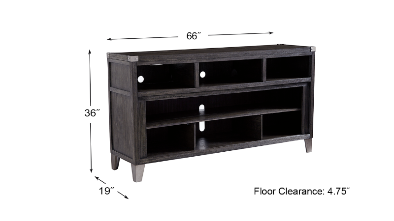 Dimension Details of the Todoe TV Stand Console Table in Gray by Ashley Furniture |  Home Furniture Plus Bedding