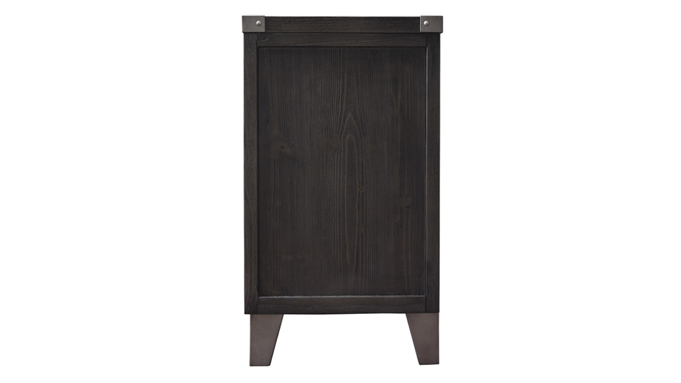 Side View of the Todoe TV Stand Console Table with Fireplace Insert in Gray by Ashley Furniture | Home Furniture Plus Bedding