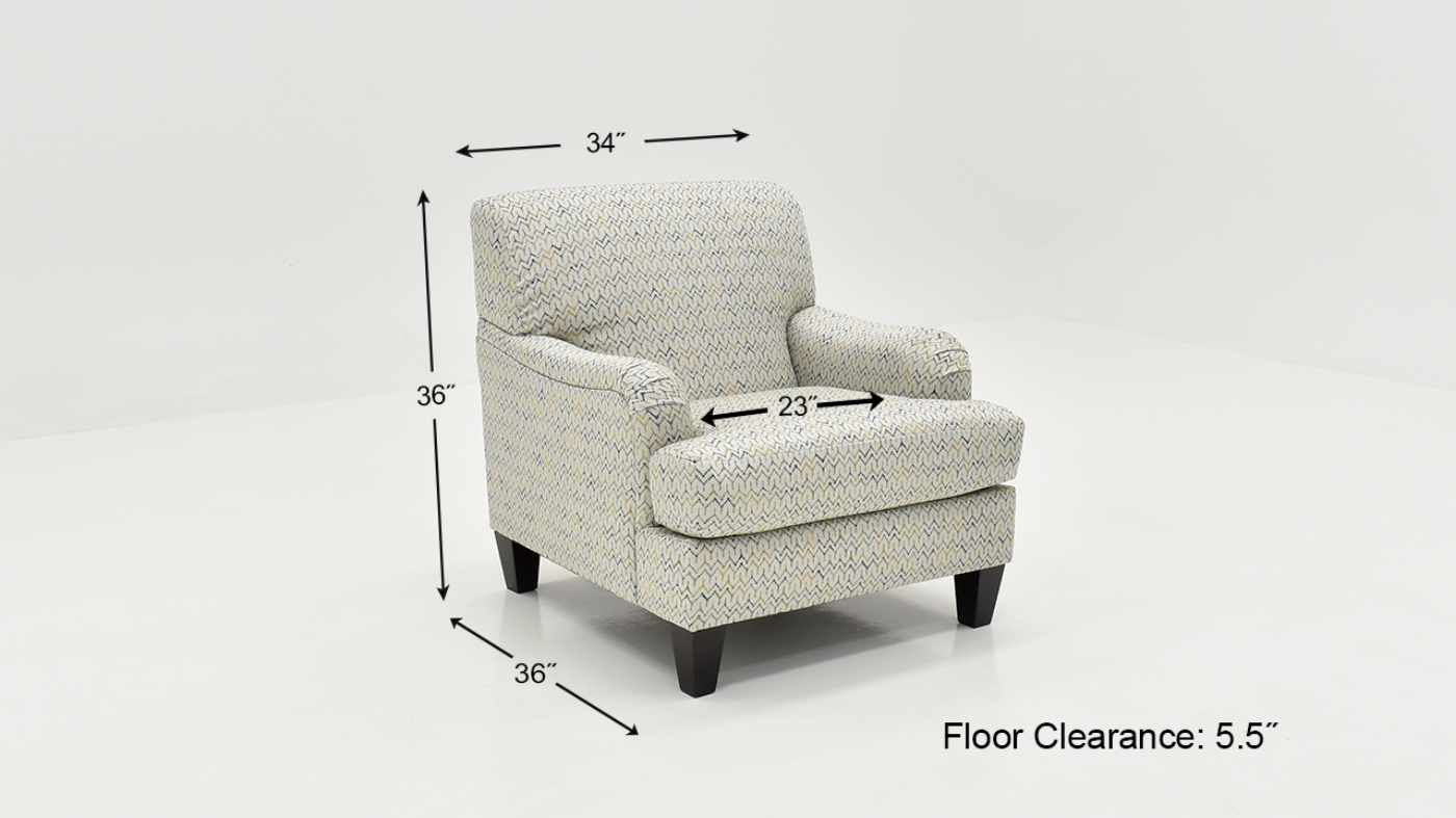 Dimension Details of the Feather Accent Chair in a Multicolored Pattern by Behold Home | Home Furniture Plus Bedding