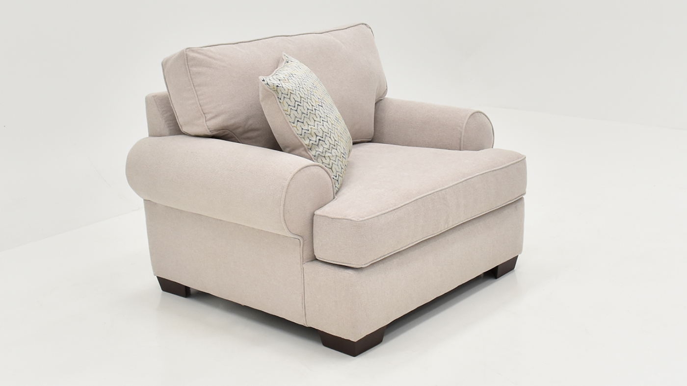 Slightly Angled View of the Feather Chair in Off-White by Behold Home | Home Furniture Plus Bedding