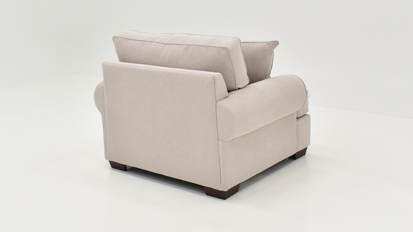 Slightly Slanted Rear View of the Feather Chair in Off-White by Behold Home | Home Furniture Plus Bedding