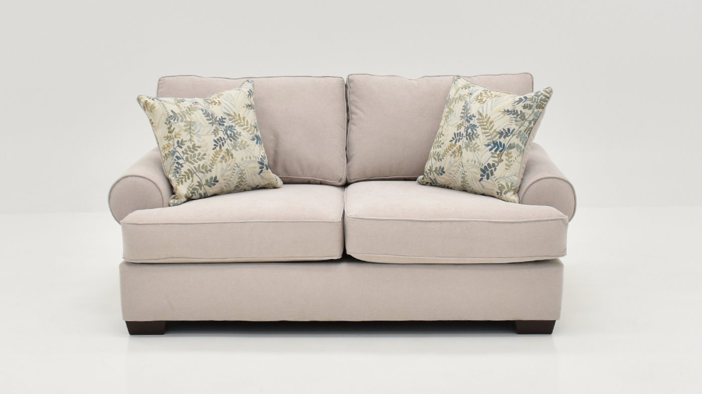 Front Facing View of the Feather Loveseat in Off-White by Behold Home | Home Furniture Plus Bedding