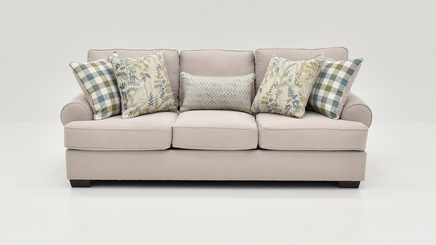 	Front Facing View of the Feather Sofa in Off-White by Behold Home | Home Furniture Plus Bedding