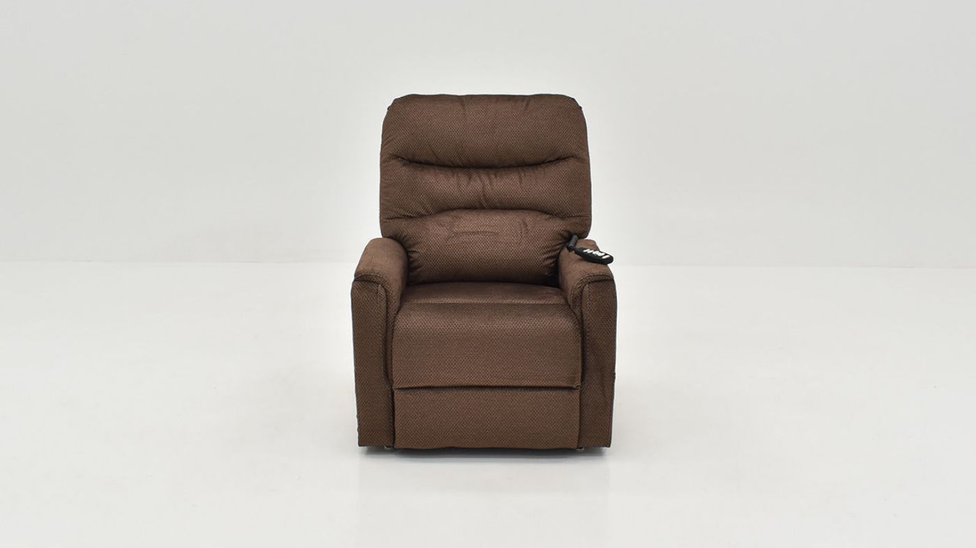 Front Facing View of the Mega Motion Lift Recliner Chair in Brown | Home Furniture Plus Bedding