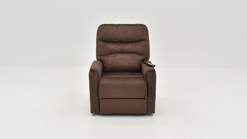 Front Facing View of the Mega Motion Lift Recliner Chair in Brown | Home Furniture Plus Bedding