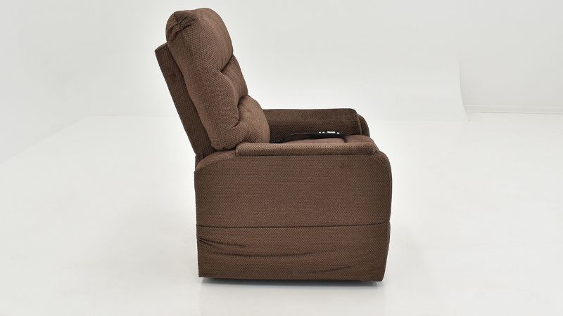Side View of the Mega Motion Lift Recliner Chair in Brown | Home Furniture Plus Bedding