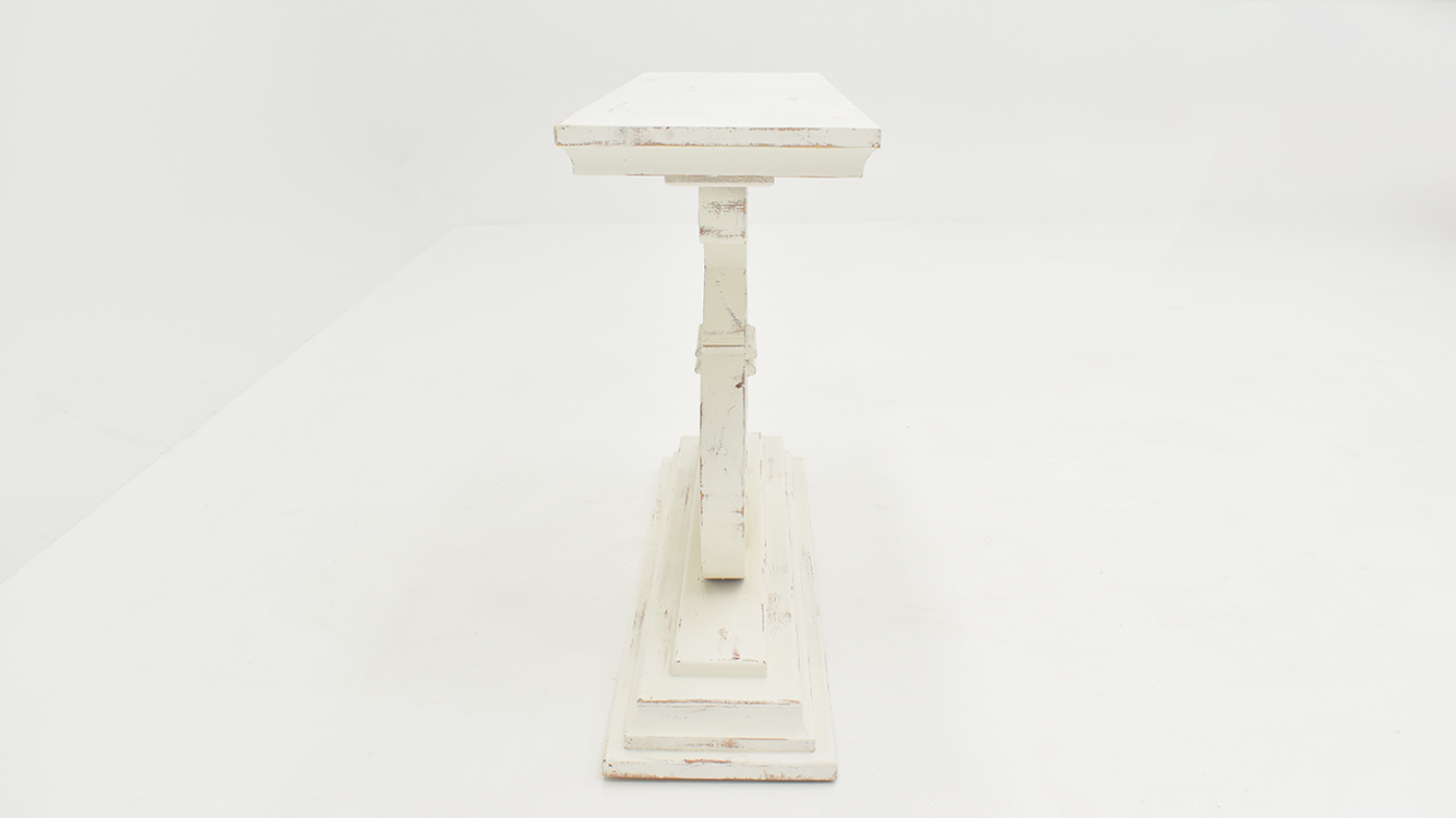 Side View  of the Harp Accent Table in Off White by Vintage Furniture | Home Furniture Plus Bedding