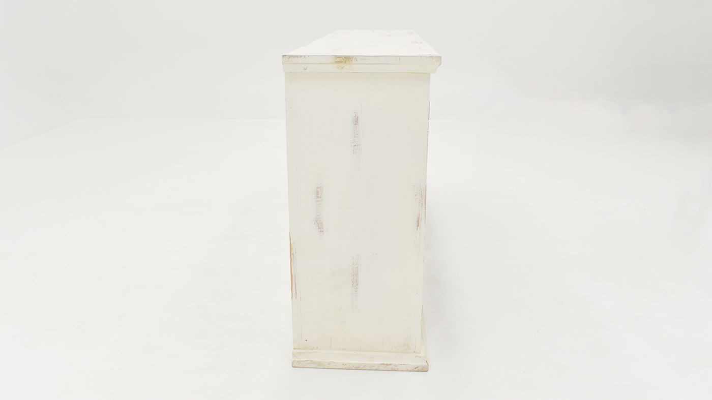 Side View of the Windamere 4 Door Console in Off White by Vintage Furniture | Home Furniture Plus Bedding