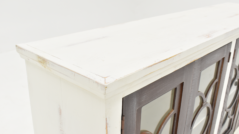 Slightly Angled  Top View of the Windamere 4 Door Console in Off White by Vintage Furniture | Home Furniture Plus Bedding