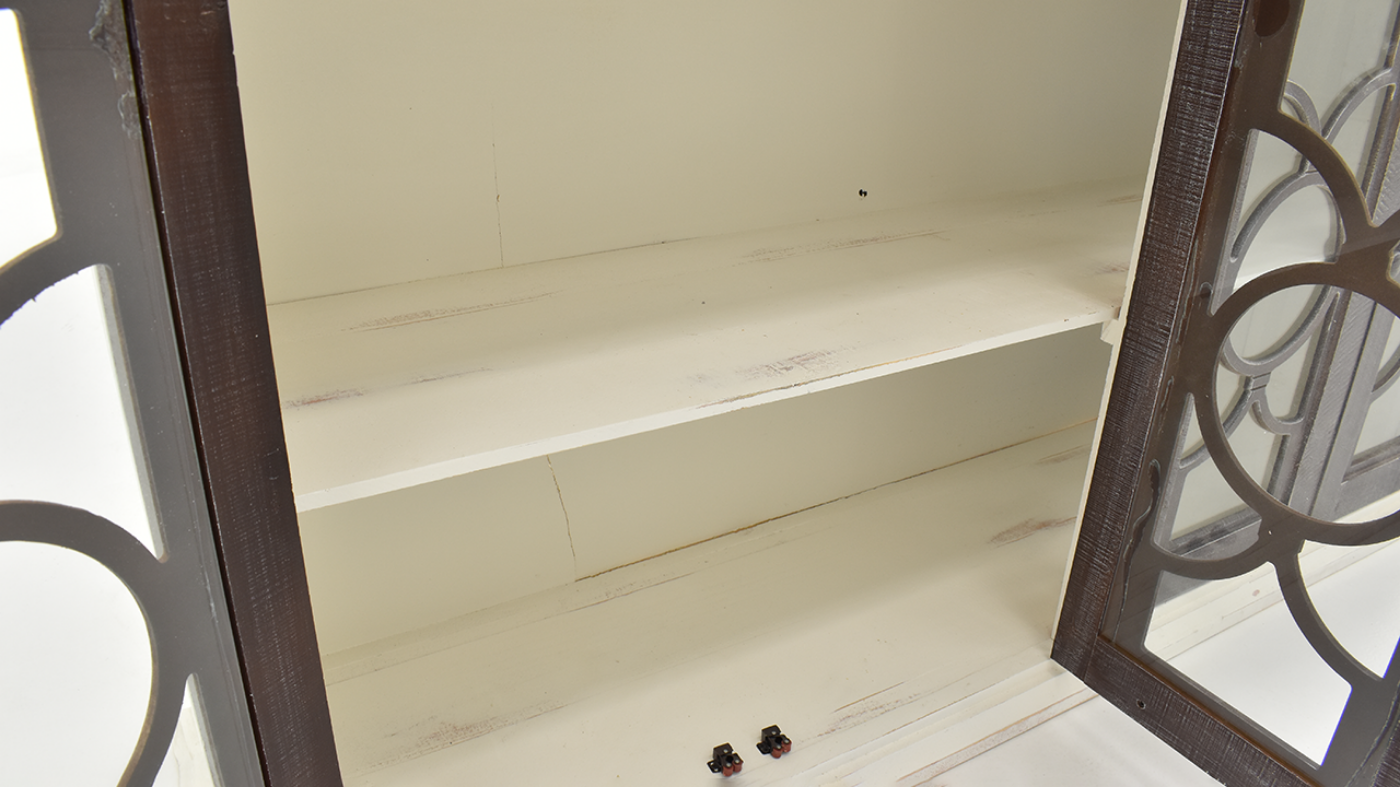 Close Up Innterior View of the Windamere 4 Door Console in Off White by Vintage Furniture | Home Furniture Plus Bedding