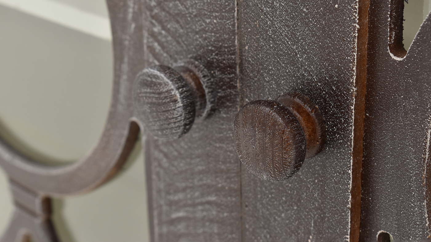 Close Up Door Knob View of the Windamere 4 Door Console in Off White by Vintage Furniture | Home Furniture Plus Bedding