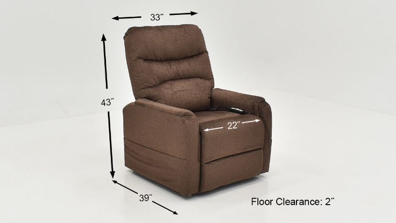 Dimension Details of the Mega Motion Lift Recliner Chair in Brown | Home Furniture Plus Bedding