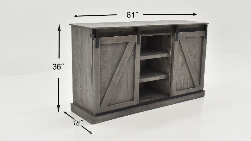 Dimension Details on the Collins TV Stand Console - Gray | Home Furniture Plus Bedding