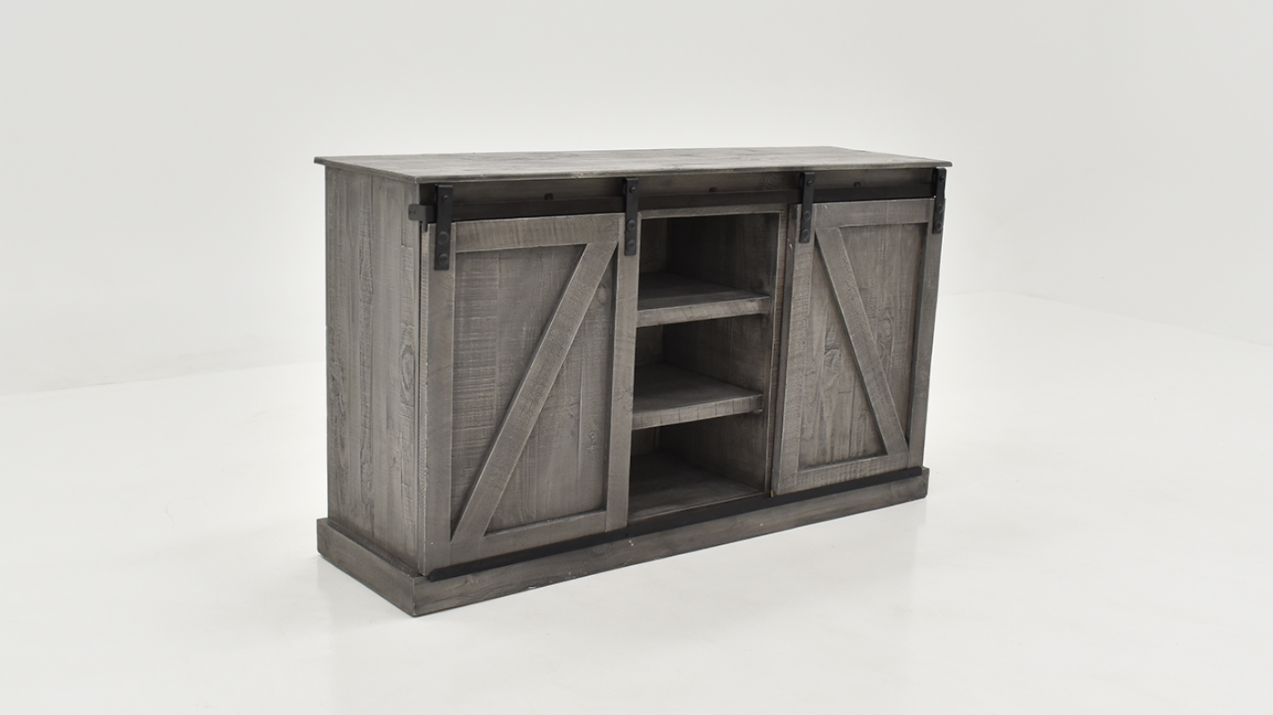 Slightly Angled View of Collins TV Stand Console - Gray | Home Furniture Plus Bedding