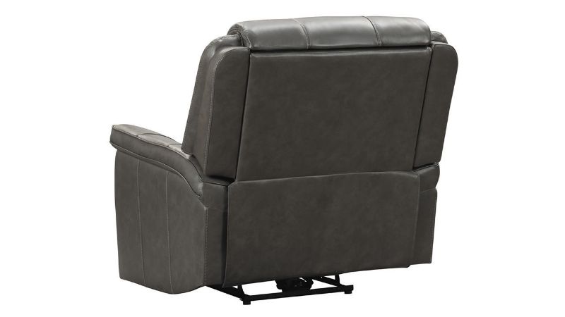Rear View of the Gaspar POWER Leather Recliner in Gray by Ashley Furniture | Home Furniture Plus Bedding