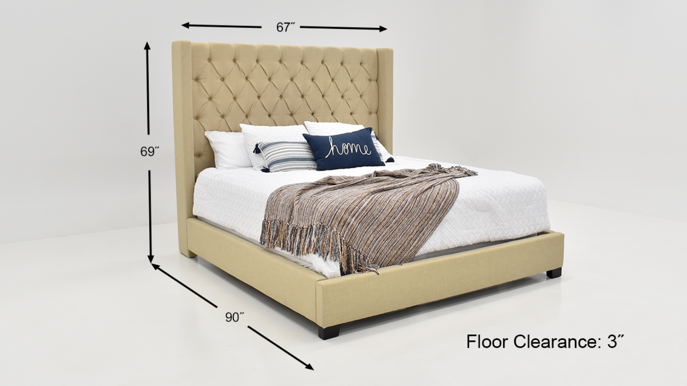 Dimension Details of the Morrow Queen Upholstered Bed in Natural Tan by Elements International | Home Furniture Plus Bedding