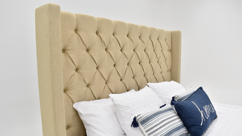 Headboard View of the Morrow Queen Upholstered Bed in Natural Tan by Elements International | Home Furniture Plus Bedding
