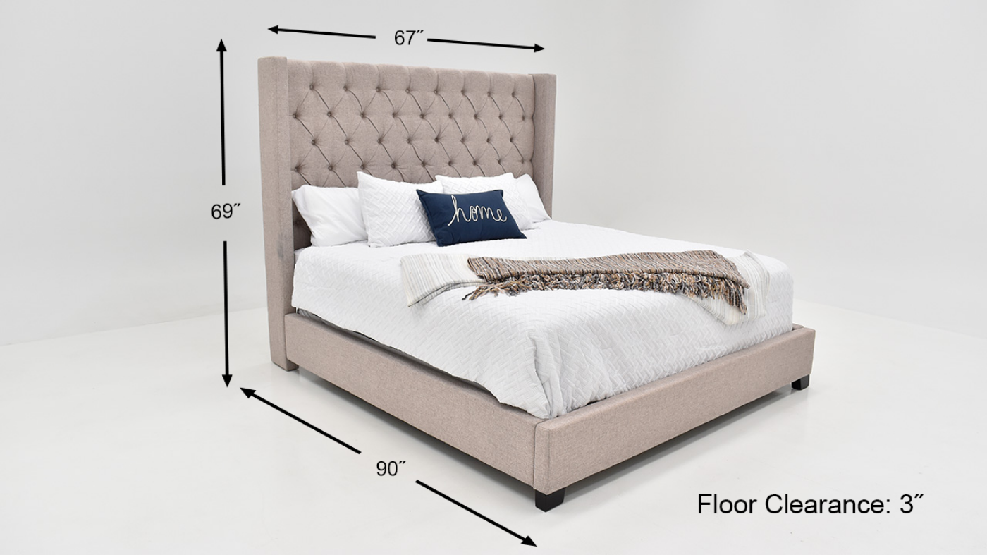 Dimension Details of the Morrow Queen Upholstered Bed in Gray by Elements International | Home Furniture Plus Bedding