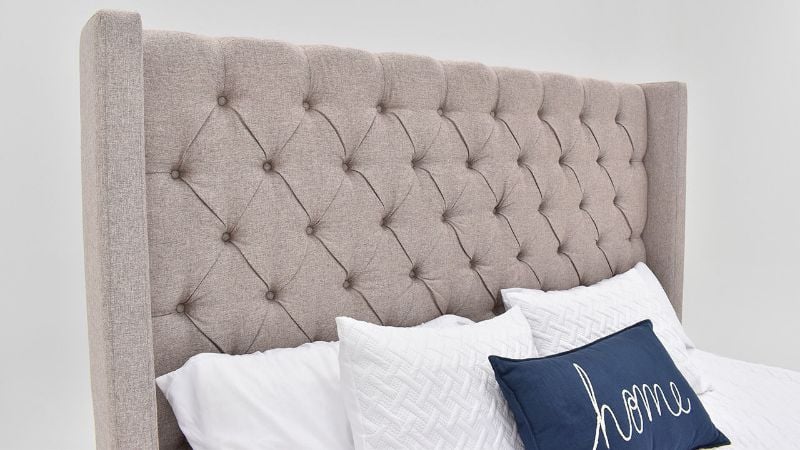 Headboard View of the Morrow Queen Upholstered Bed in Gray by Elements International | Home Furniture Plus Bedding