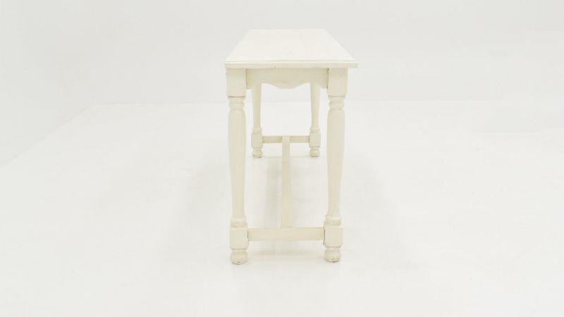 Side View of the Bellevue Sofa Table in Off-White by Vintage Furniture | Home Furniture Plus Bedding