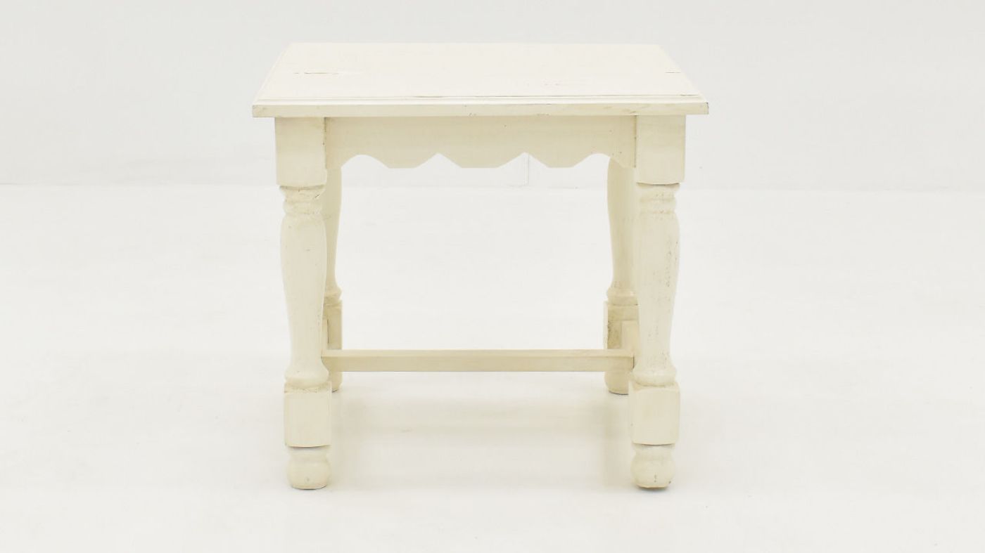 Front Facing View of the Bellevue End Table in Off-White by Vintage Furniture | Home Furniture Plus Bedding